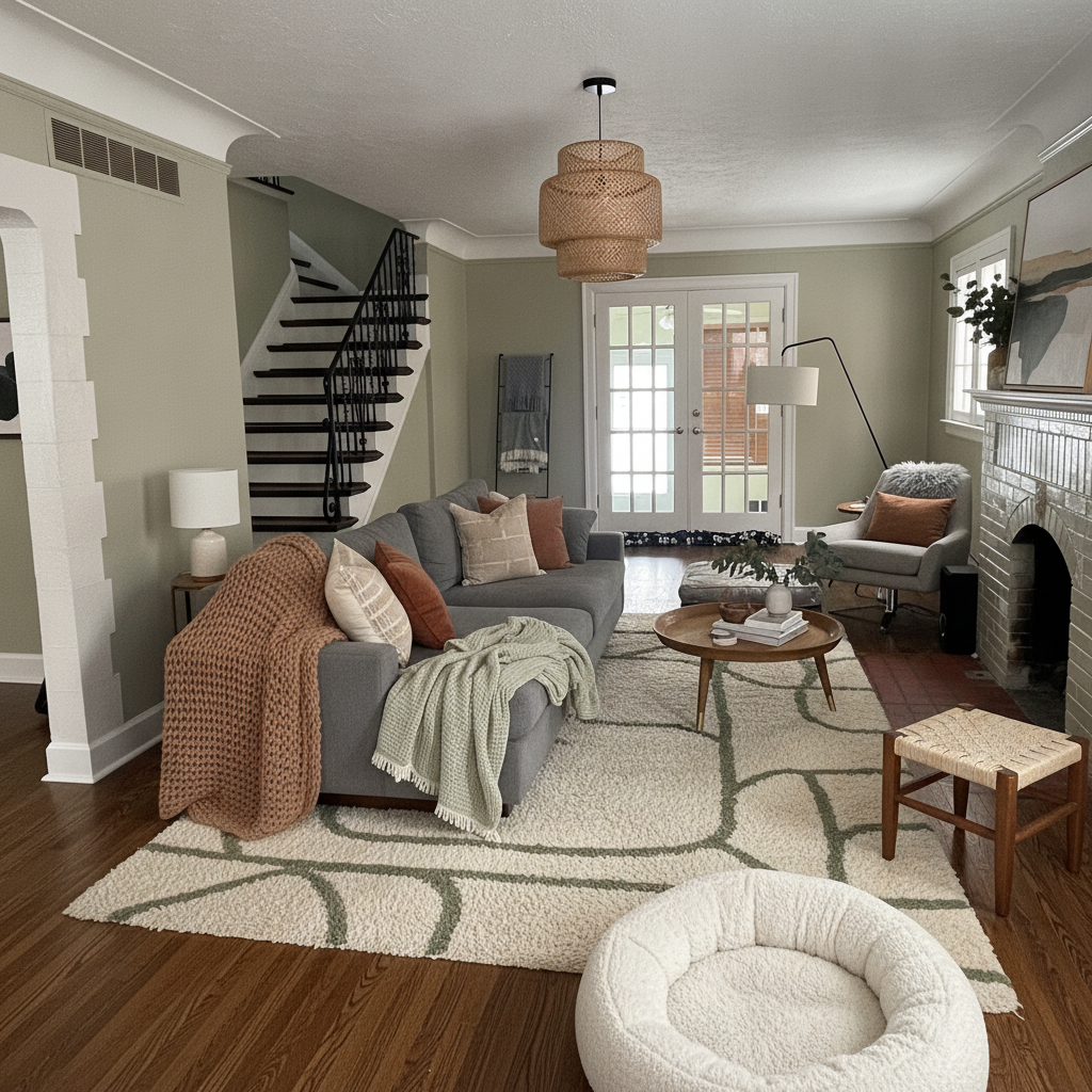 Living room after an AI room makeover direction